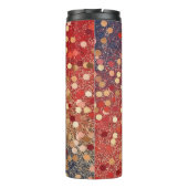 Rote Blaue Gold Glitter Punkte Thermosbecher (Rückseite)