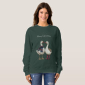 Rote Blaue Karierte Weihnachtsgänse Sweatshirt (Vorne ganz)