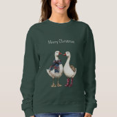 Rote Blaue Karierte Weihnachtsgänse Sweatshirt (Vorderseite)