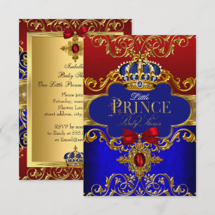 Rote Blaue Königskrone Kleiner Prinz Baby Shower Einladung