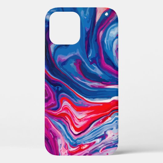 Rote blaue Marmortextur Case-Mate iPhone Hülle (Rückseite)