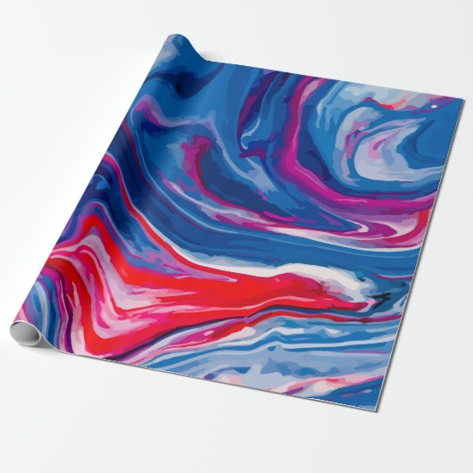 Rote blaue Marmortextur Geschenkpapier (Ungerollt)