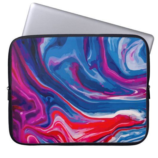 Rote blaue Marmortextur Laptopschutzhülle (Vorderseite)