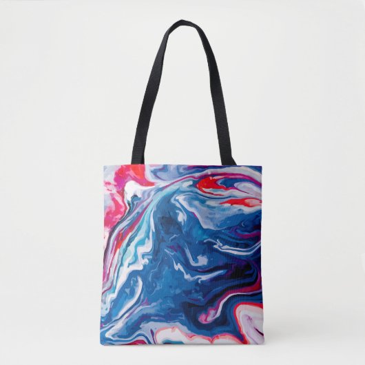 Rote blaue Marmortextur Tasche (Vorderseite)