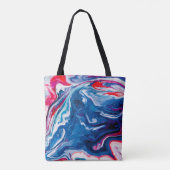 Rote blaue Marmortextur Tasche (Rückseite)