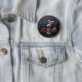 Rote & Blaue Metallische Textur USA Semiquincenten Button (Beispiel)