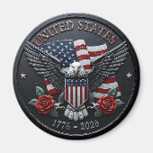 Rote & Blaue Metallische Textur USA Semiquincenten Magnet (Vorne)