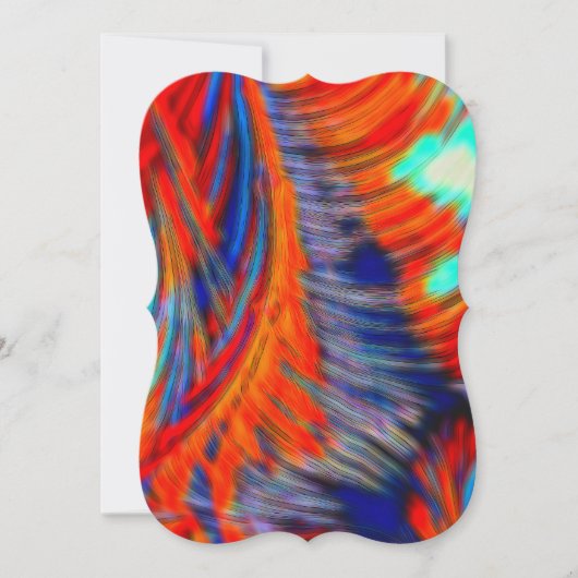 Rote blaue orange Fraktal-gefärbte Krawatte Einladung (Vorderseite)