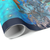 ROTE BLAUE POINSETTIAS, CHRISTMAS STARTEN IN GLITZ GESCHENKPAPIER (Rolleneckpunkt)