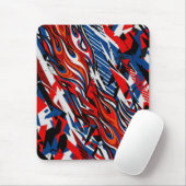 Rote Blaue Schwarze Abstrakte Rennflammen Mousepad (Mit Mouse)