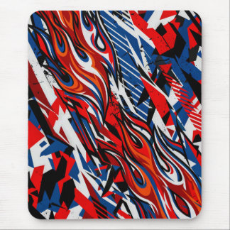 Rote Blaue Schwarze Abstrakte Rennflammen Mousepad