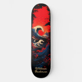 Rote Blaue Schwarze Meerwelle Skateboard (Vorderseite)
