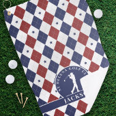 Rote blaue Sterne Raute Personalisiert Monogramm Golfhandtuch