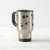 Rote, blaue Sterne Reise-Tasse Reisebecher (Vorderseite Links)