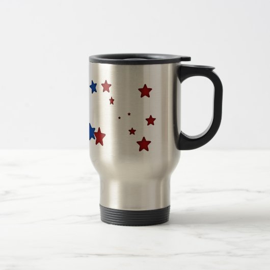 Rote, blaue Sterne Reise-Tasse Reisebecher (Rechts)