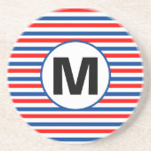 rote, blaue Streifen mit geometrischen Linien für Getränkeuntersetzer (Vorne)