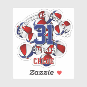 rote blaue Teamfarben Basketbälle Cluster Kinder N Aufkleber