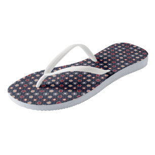 Rote, blaue und beige Punkte Badesandalen
