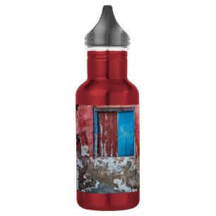 Rote, blaue und graue Wand, Tür und Fenster Edelstahlflasche