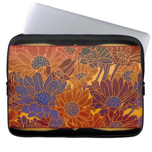 Rote Blaue Und Orangefarbene Blumen Laptopschutzhülle (Vorderseite)