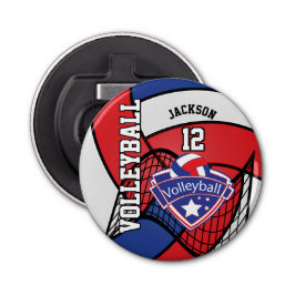 Rote, blaue und weiße Volleyball-🏐 Flaschenöffner