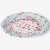Rote & Blaue Vintage Fancy Florale Brautparty Pappteller (Schrägansicht)