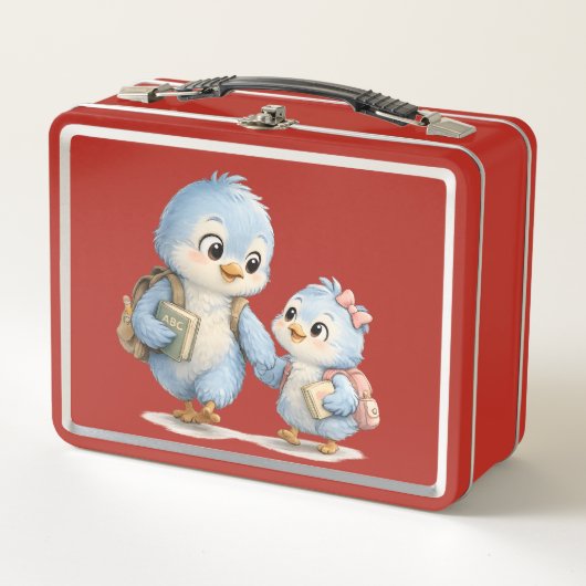 Rote Blaue Vogel-Geschwister Lunchbox (Vorderseite)