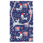 Rote blaue Vögel & Rentiere Weihnachtsgeschenk Tas Kleine Geschenktüte (Rückseite)