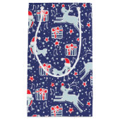 Rote blaue Vögel & Rentiere Weihnachtsgeschenk Tas Kleine Geschenktüte (Vorderseite)