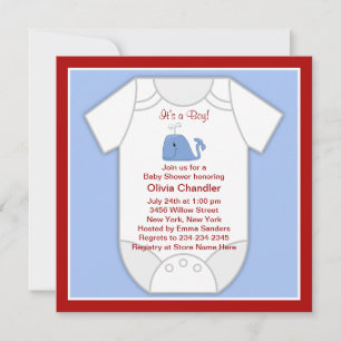 Rote Blaue Wal Baby Jungen Dusche Einladung