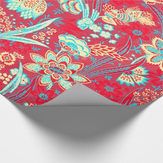 ROTE BLAUE WEISSE BLUME TULIPS, BLÄTTER BLURAL GESCHENKPAPIER (Ecke)