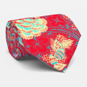 ROTE BLAUE WEISSE BLUME TULIPS, BLÄTTER BLURAL KRAWATTE (Gerollt)