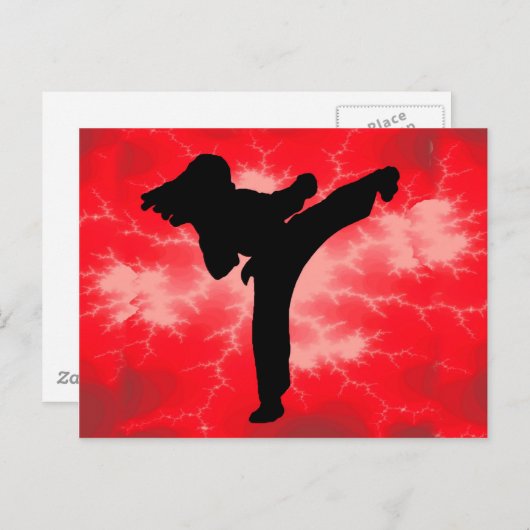 Rote Blitzfrau von Martial Arts Postkarte (Vorne/Hinten)