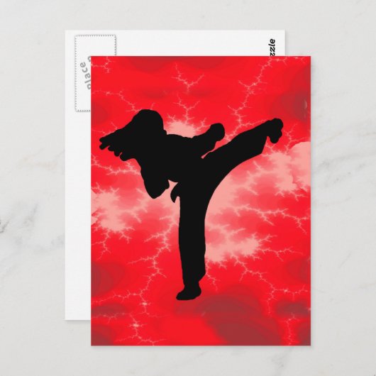 Rote Blitzfrau von Martial Arts Postkarte (Vorne/Hinten)