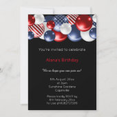 ROTE BLUE BLACK PATRIOTIC BALLOON INVITATION EINLADUNG (Vorderseite)