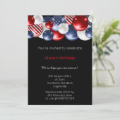 ROTE BLUE BLACK PATRIOTIC BALLOON INVITATION EINLADUNG (Stehend Vorderseite)