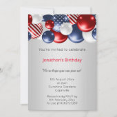 ROTE BLUE SILVER PATRIOTISCHE BALLOON-EINLADUNG EINLADUNG (Vorderseite)