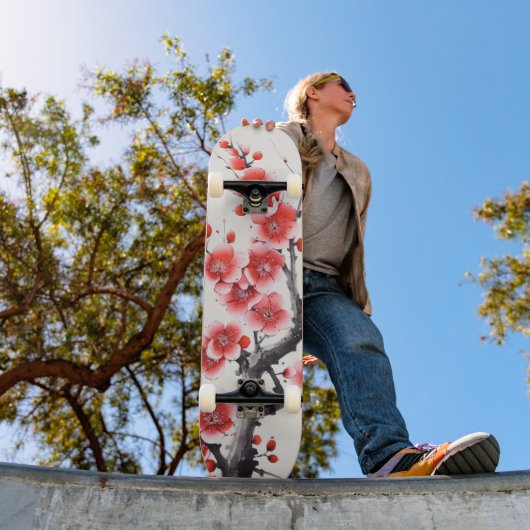 Rote blühende Blume Skateboard (Außenbereich 1)