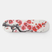 Rote blühende Blume Skateboard (Horizontal)