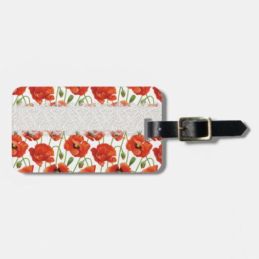 Rote blühende Mohnblume Gepäckanhänger (Vorderseite horizontal)