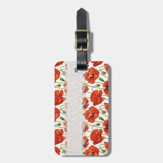 Rote blühende Mohnblume Gepäckanhänger (Vorderseite vertikal)