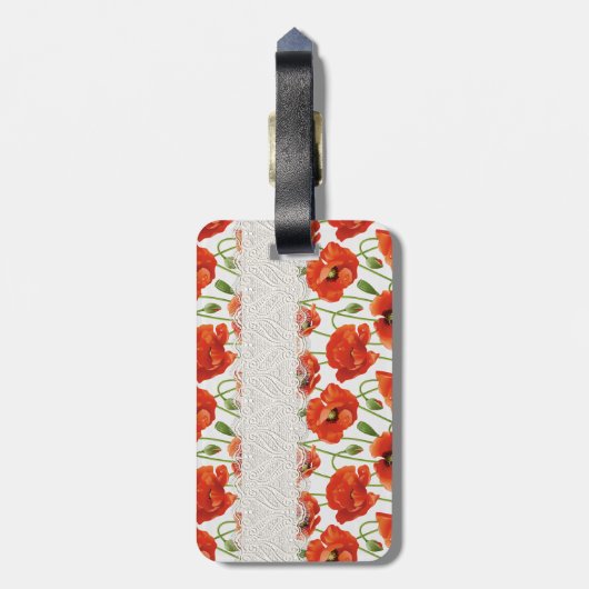 Rote blühende Mohnblume Gepäckanhänger (Rückseite vertikal)