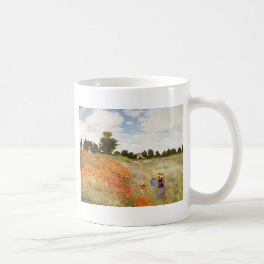 Rote blühende Mohnblumen - Claude Monet Kaffeetasse (Rechts)