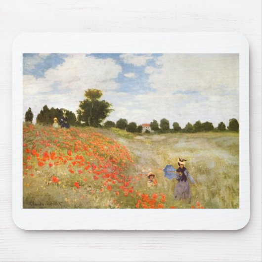 Rote blühende Mohnblumen - Claude Monet Mousepad (Vorne)