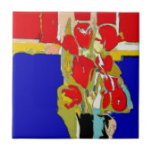 Rote Blume Abstrakt Matisse Hawaii Fliese (Vorderseite)