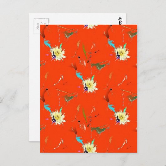 Rote Blume Abstrakt Postkarte (Vorne/Hinten)