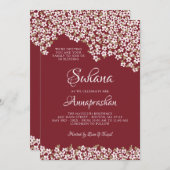 Rote Blume Annaprashan Einladung (Vorne/Hinten)