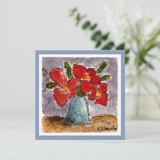 Rote Blume Aquarellkarte Karte (Stehend Vorderseite)