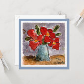 Rote Blume Aquarellkarte Karte (Vorderseite/Rückseite Beispiel)