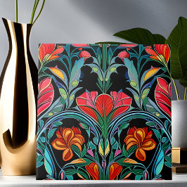 Rote Blume Art Deco Fliese